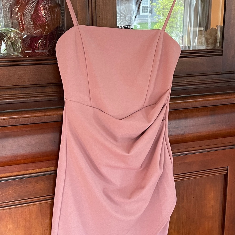 Windsor Pink Ruched Sheath Dress Spaghetti Strap